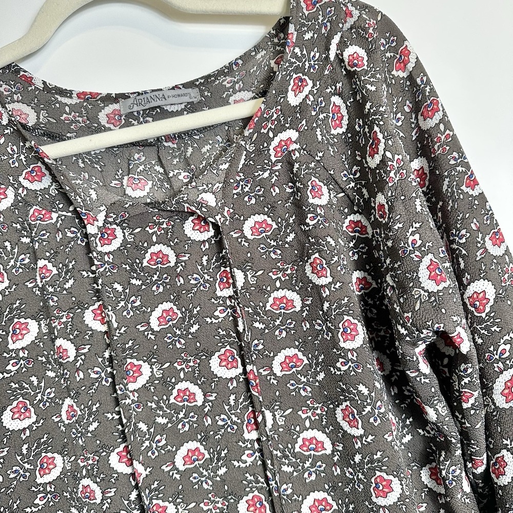 Arianna by Howards Womens Sz S Floral Peasant Boho Blouse Top Cottage 3/4 Sleeve